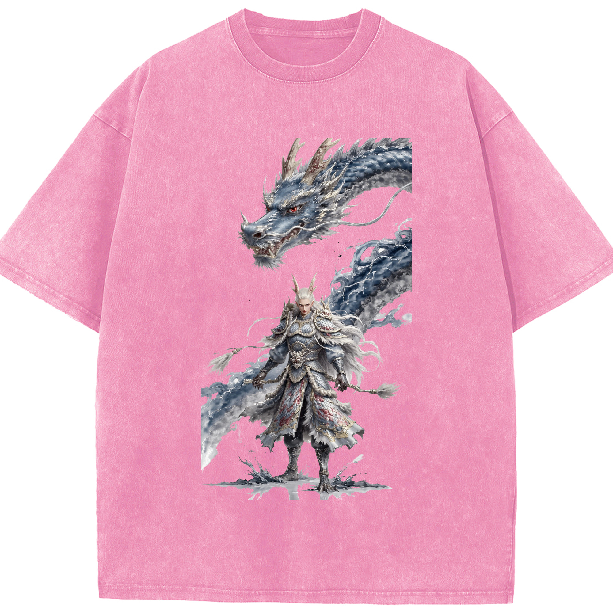 （画像用） Ne Zha 2 ナタ 魔童の大暴れ 綿100% ヴィンテージ風 半袖Tシャツ（フロントプリント）